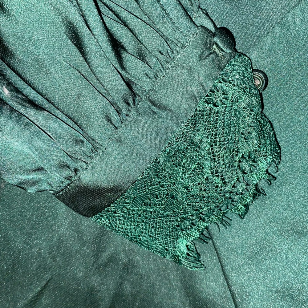 NEW Lovers & Friends $288 NADEEN Dark Green Satin Mini Dress XS NWT - Picture 8 of 12